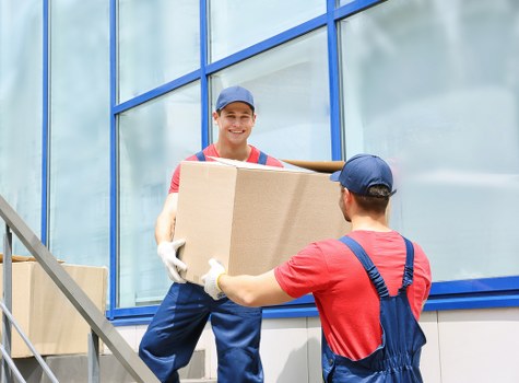 Packed moving boxes organized for a residential move