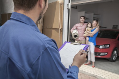 Professional movers man with van service managing small-scale transport