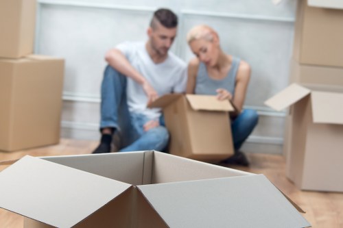 Man with van in movers transporting household items safely