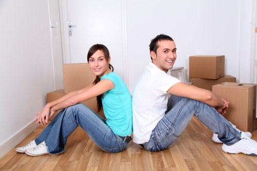 Spacious moving van interior with secured household items